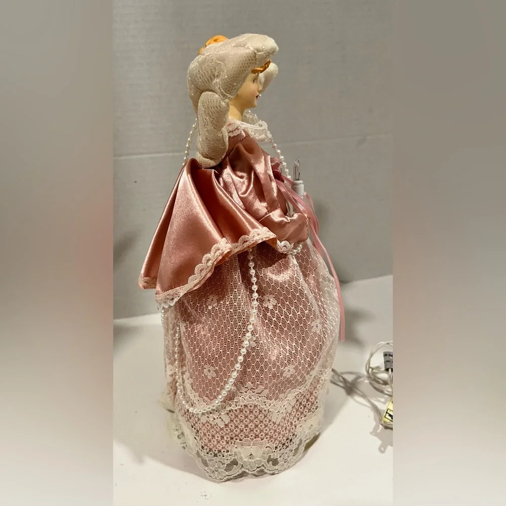 Deck The Halls….. Lighted Pink Satin Angel Tree Top Or Table Top Christmas Decor